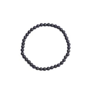 4 mm Black Lava Rock Stones Stretch Bracelet